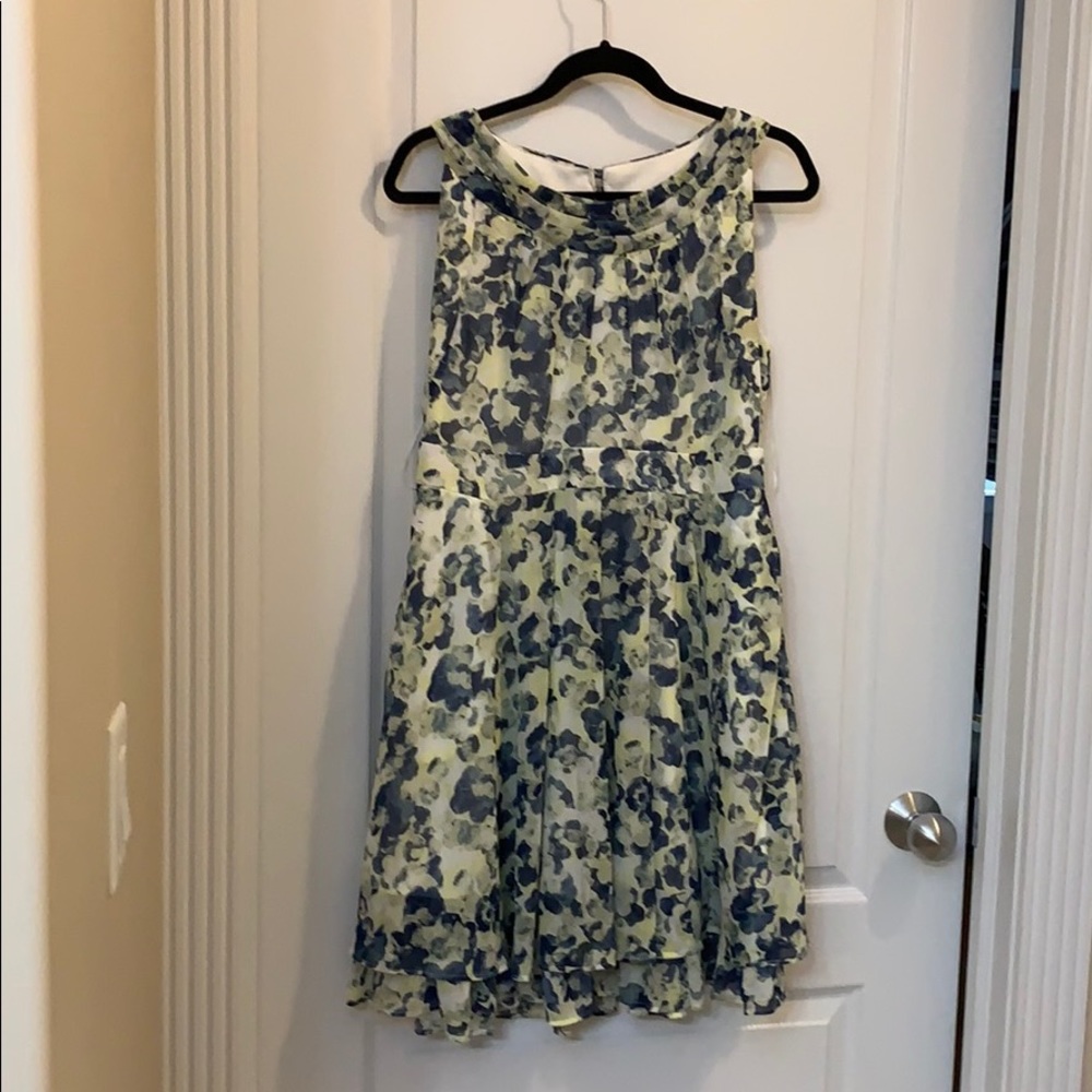 BOGO Yellow & Blue Floral Flowy-Bottom Dress